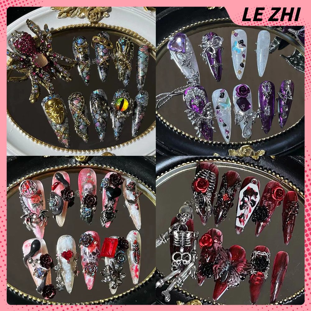 Nail Art Love - Cool Dark Punk American Style Red
