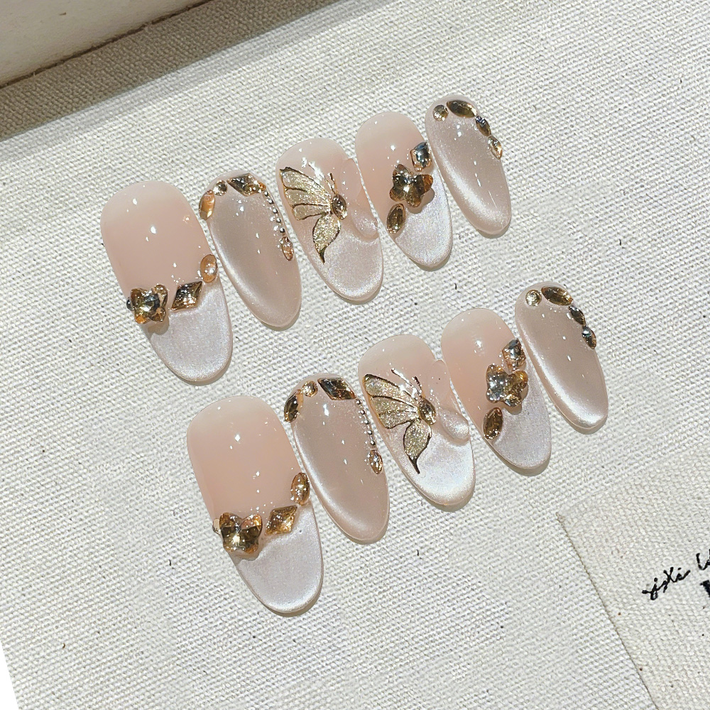 Nail Art Elegant - 10pcs Medium Oval Handmade Press On
