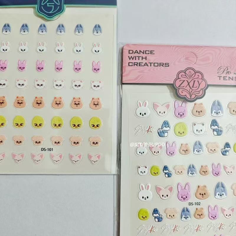 Nail Art Motif - Popular Kpop SKZOO Nail Stickers Cute