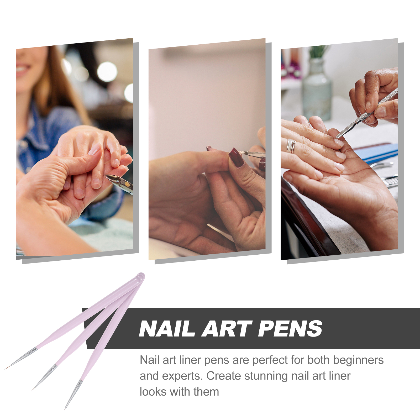 Nail Gel Polish Set - 3Pcs Nail Art Brush Set Fine