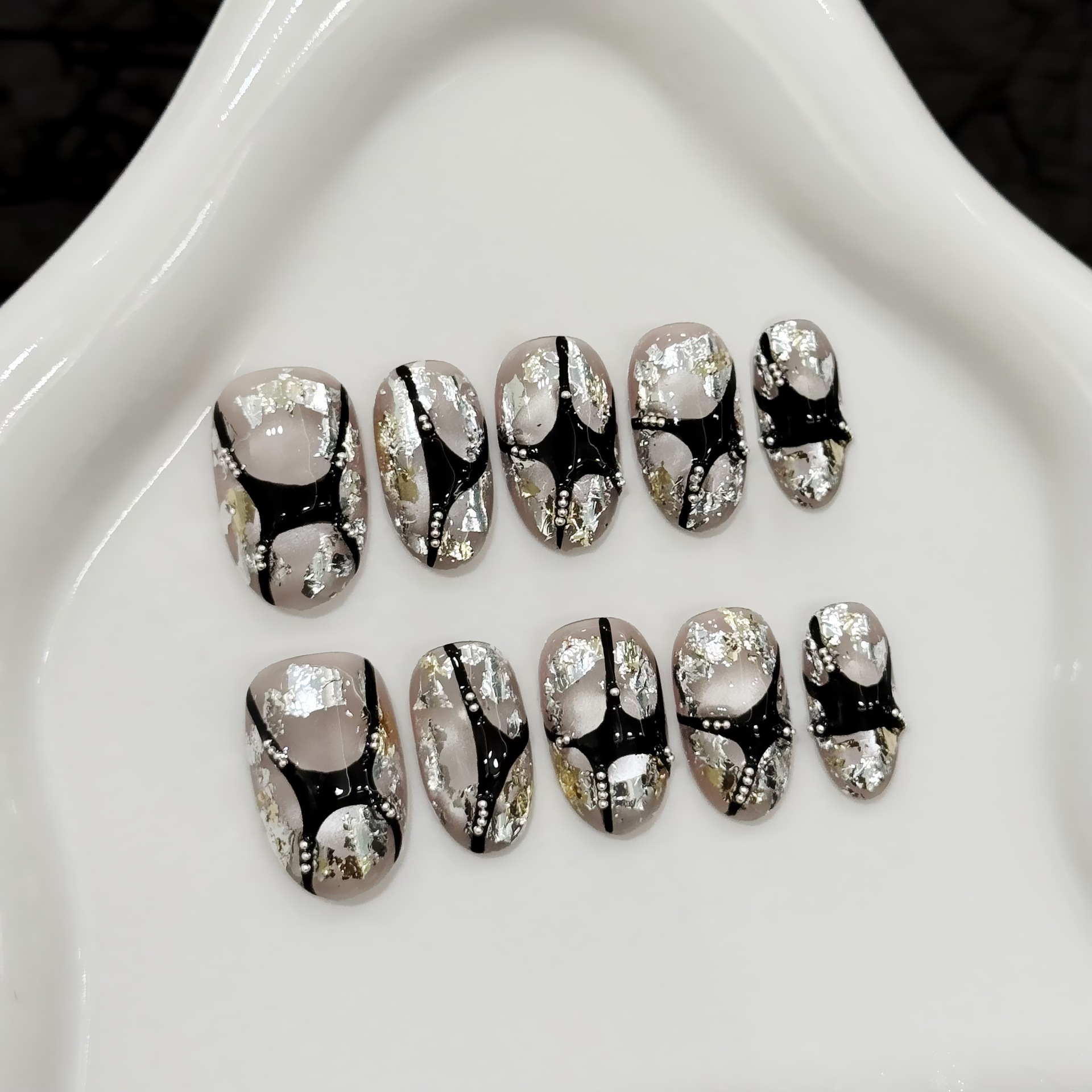 Nail Art Oval - 10pcs Pure Hand Pressed Short Oval