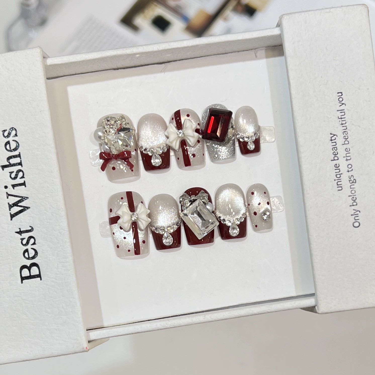 Nail Art Motif - 10Pcs Christmas Party Short Square Ballet