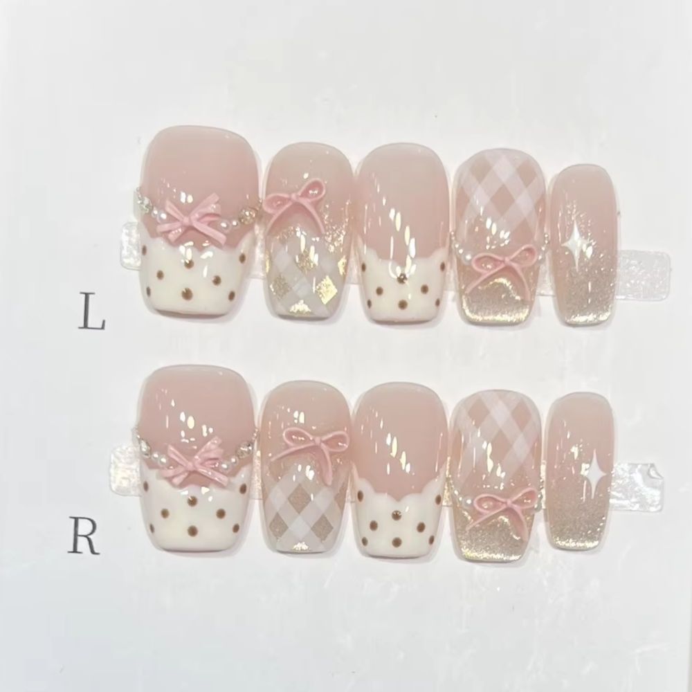 Nail Art Love - 10Pcs Sweet Mid-length Ballet False Nails