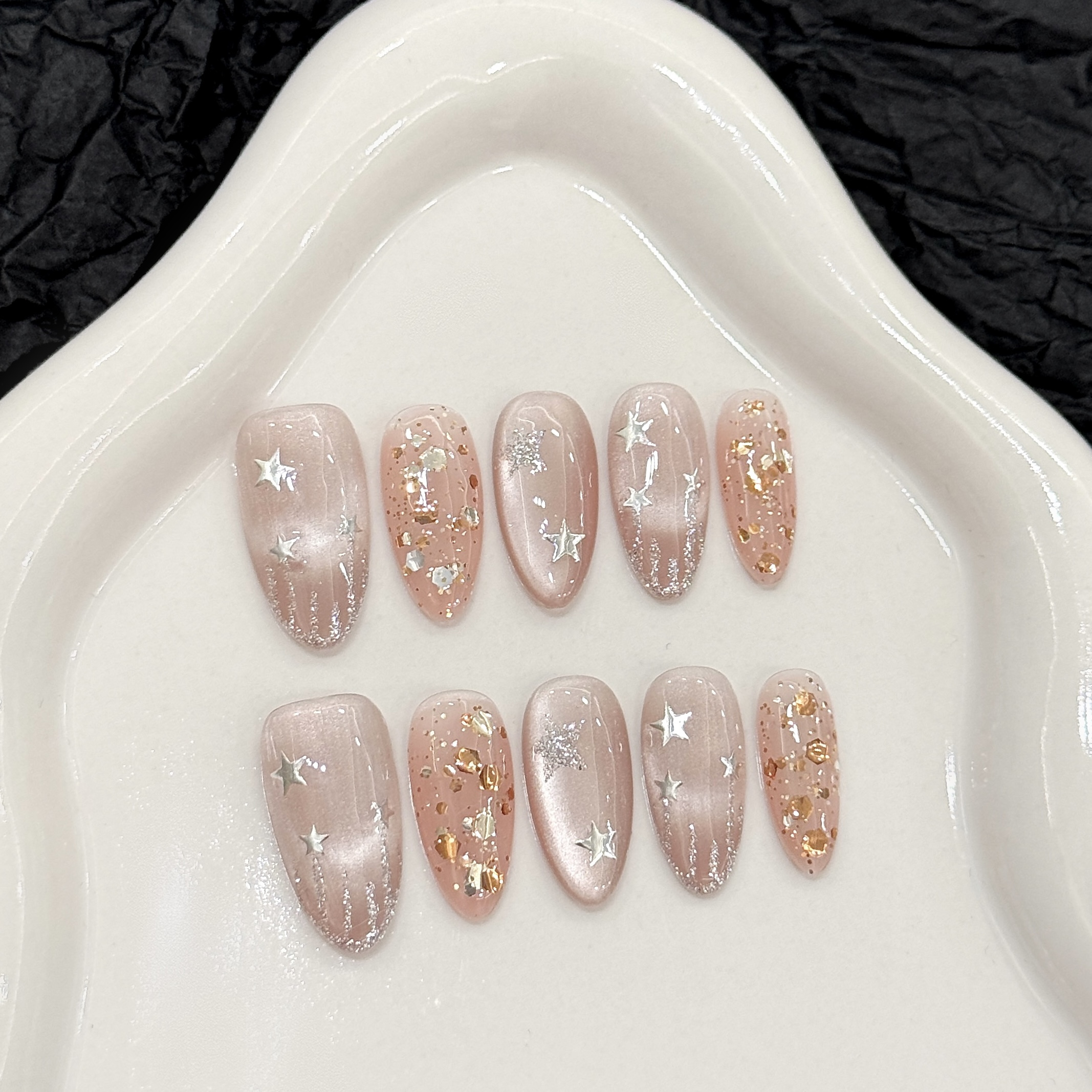 Nail Art Oval - 10pcs Pure Hand Pressed Medium Oval