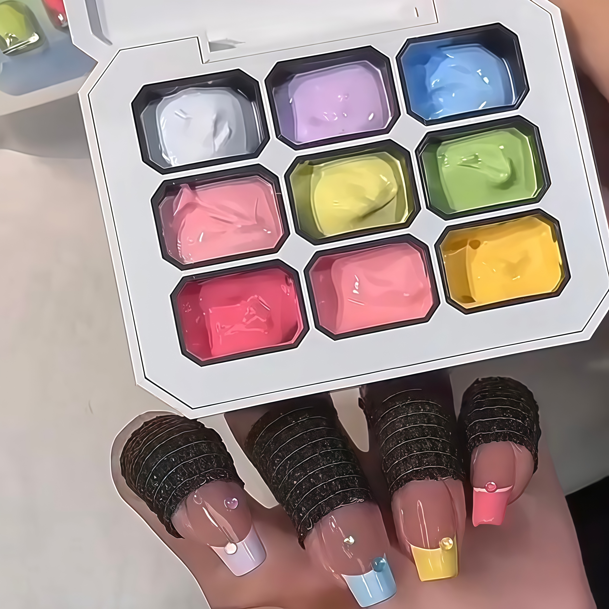 Nail Art Painting - 9-color solid nail polish, Macaron painting