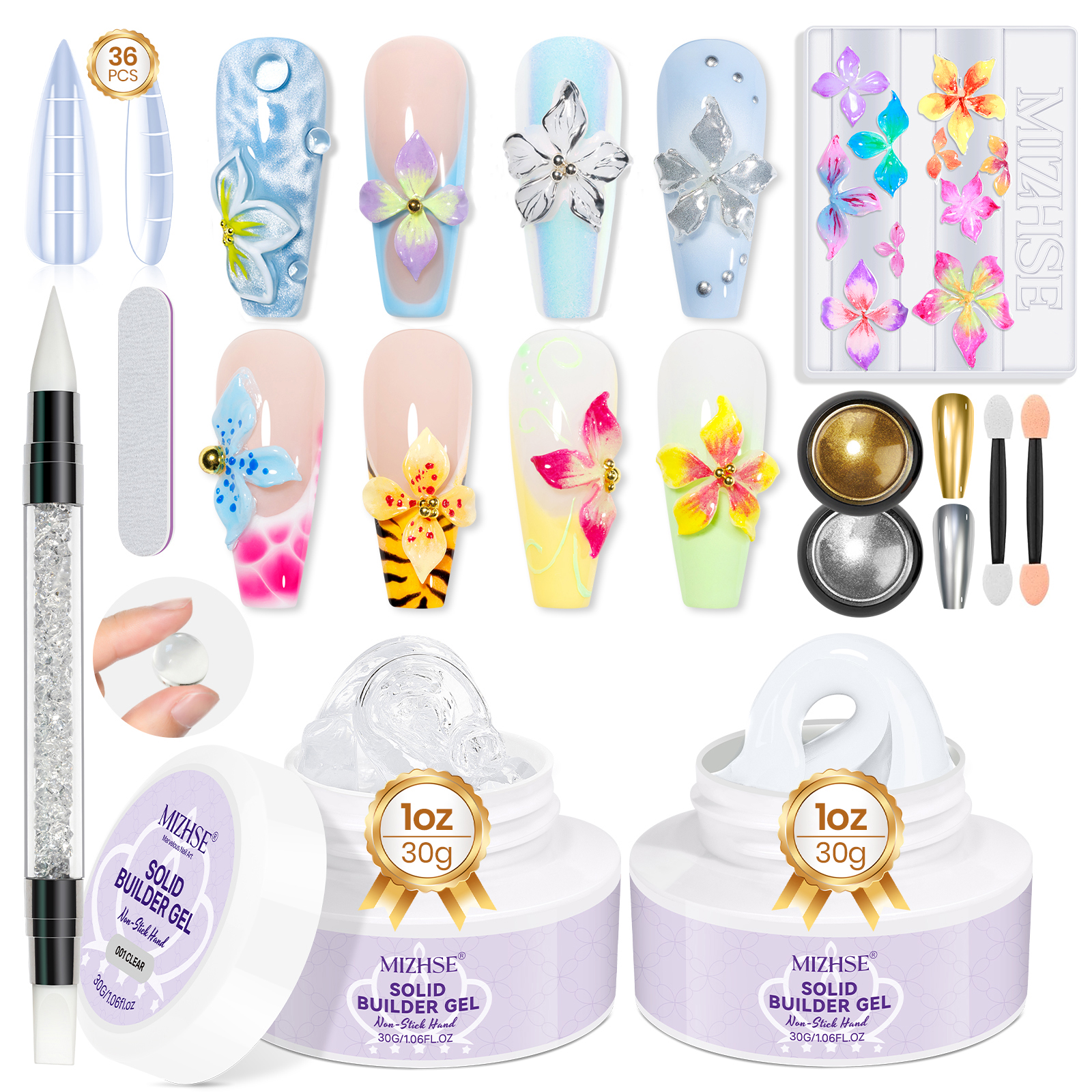 Nail Gel Polish Set - MIZHSE Builder Nail Gel White Milky