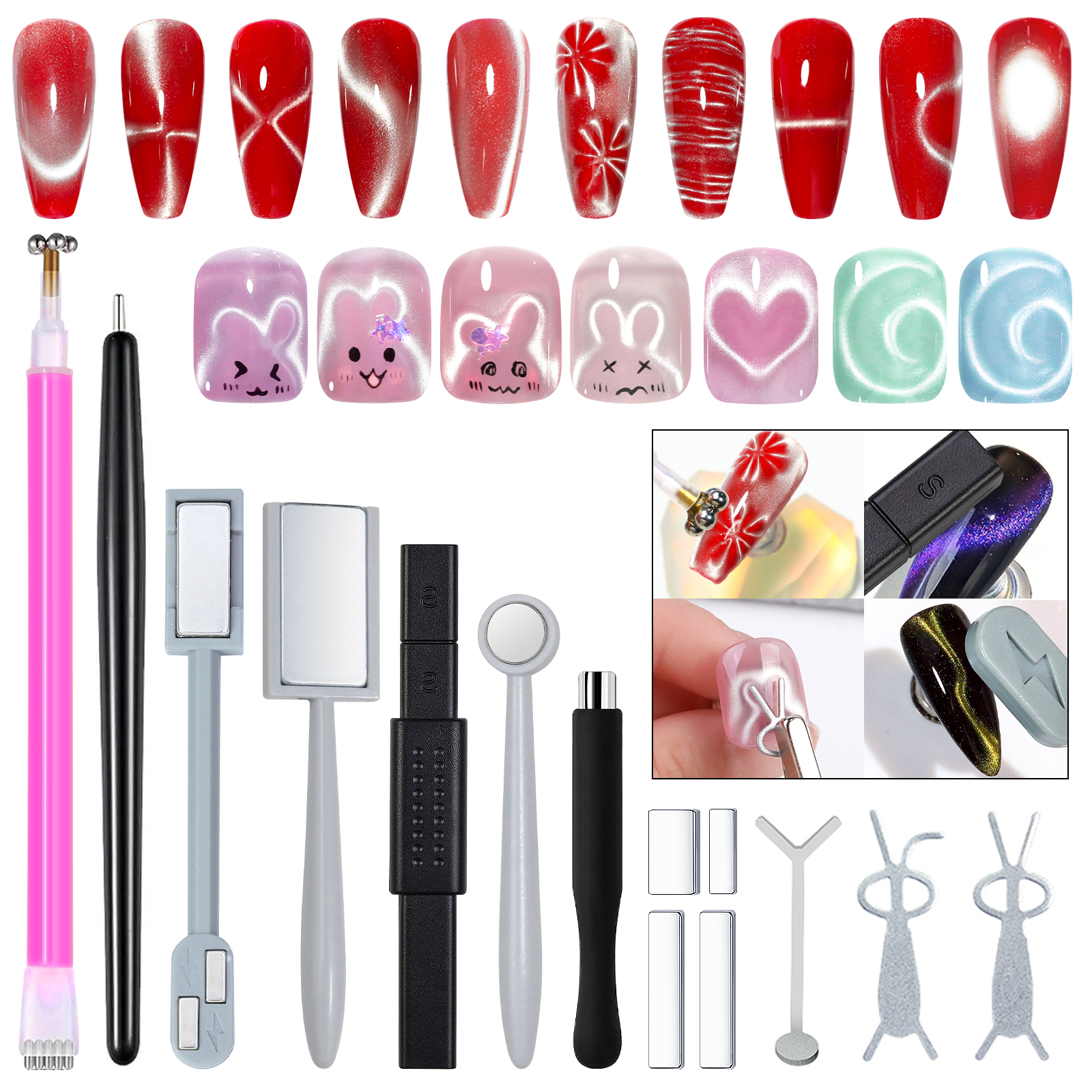 Nail Gel Polish Set - 14pcs Cat Eye Nail Magnet Set