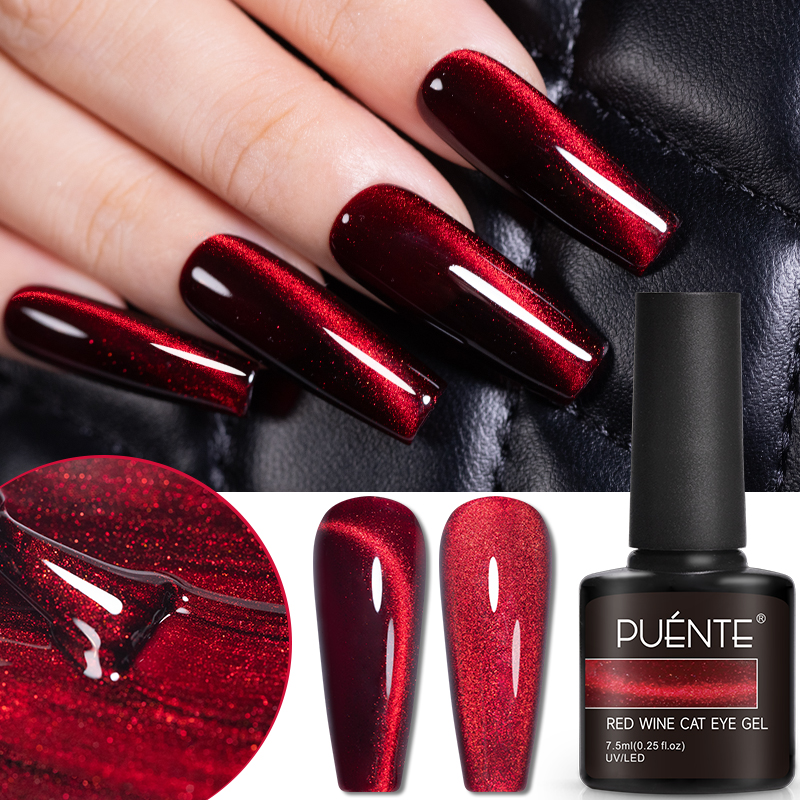 PUENTE 7.5ML Wine Red Cat Eye  - مراجعة Nail Art Red Wine وسعره