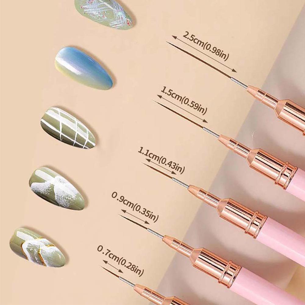 5PCS Nail Art Liner Brush Set  - مراجعة Nail Gel Polish Set وسعره