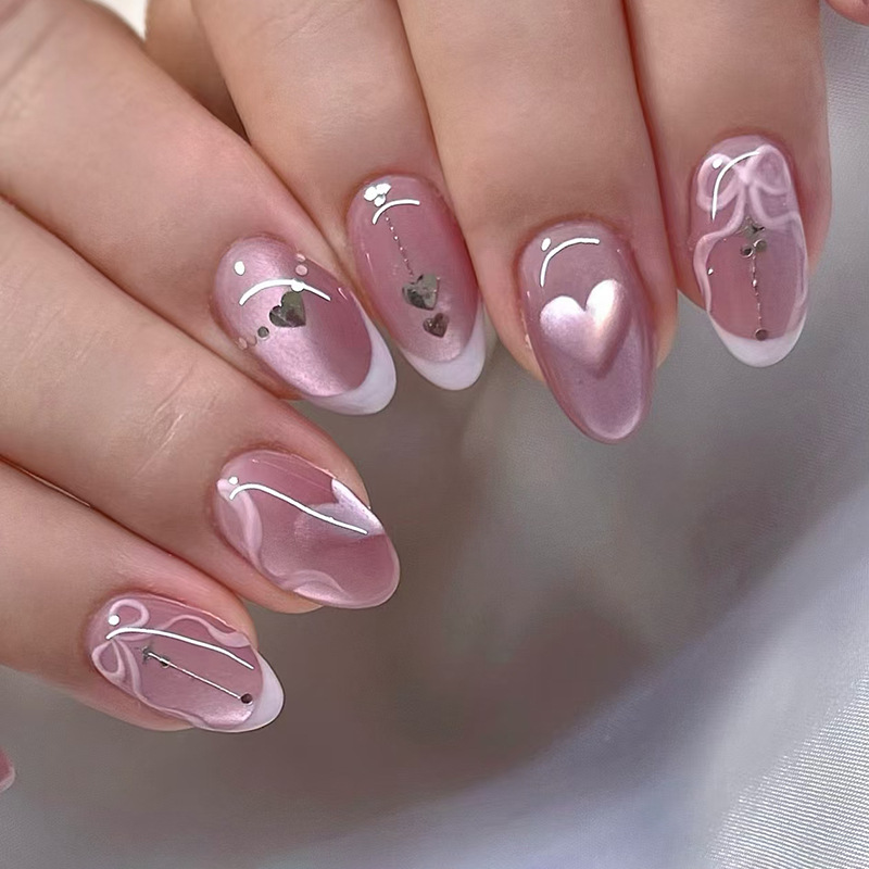 24pcs Gilded Flower Press on N - مراجعة Nail Art Oval وسعره