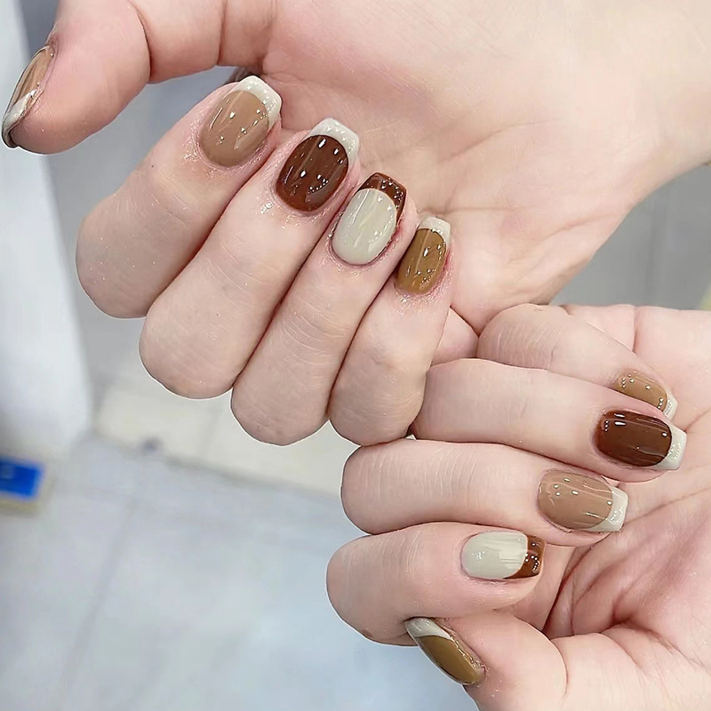 24Pcs Caramel Brown Ombre Glit - مراجعة Nail Art Elegant وسعره