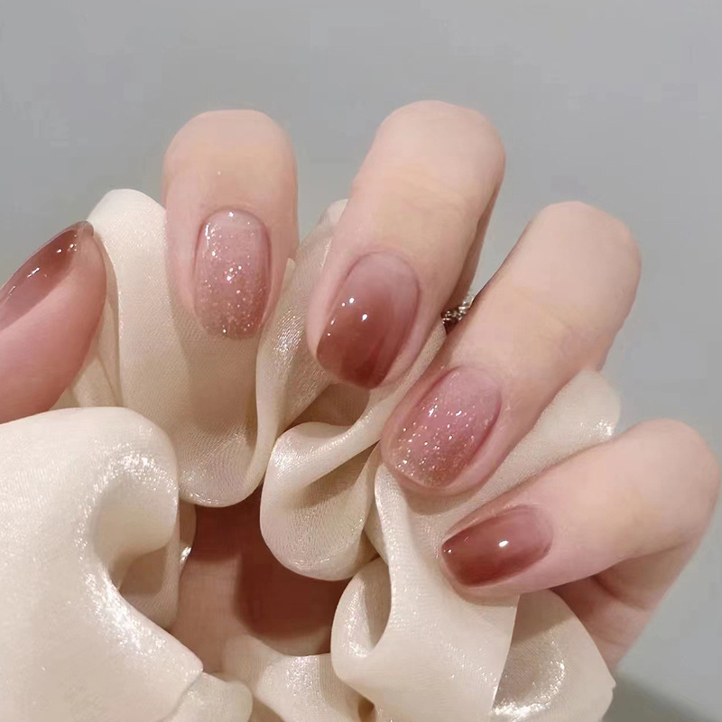 24Pcs Caramel Brown Ombre Glit - مراجعة Nail Art Elegant وسعره