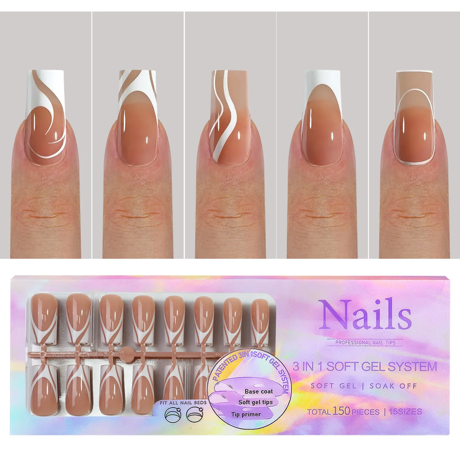 150Pcs/Set French Ballet Press - مراجعة Nail Art Oval وسعره