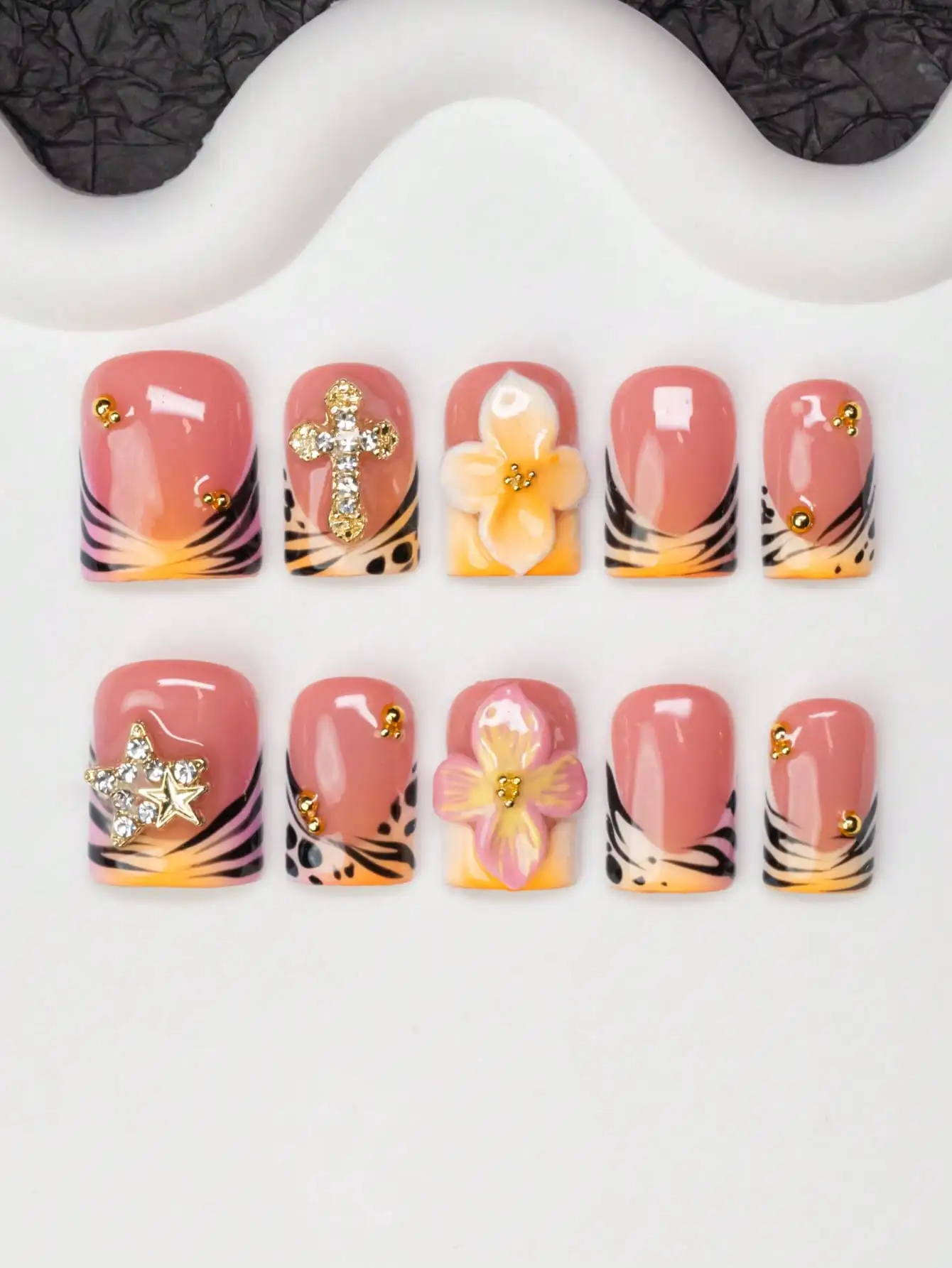 10pcs/Set Handmade Square Nail - مراجعة Nail Art Zebra Design وسعره