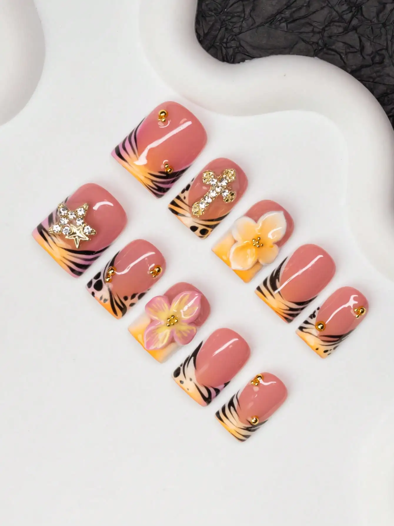 10pcs/Set Handmade Square Nail - مراجعة Nail Art Zebra Design وسعره