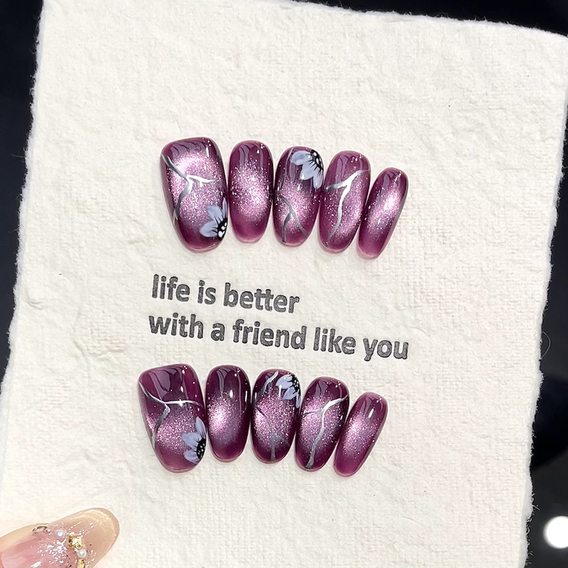 10pcs Handmade Pressed Oval Na - مراجعة Nail Art Oval وسعره