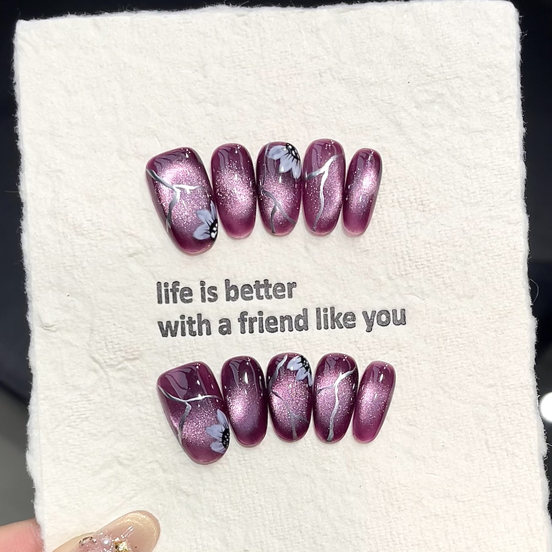 10pcs Handmade Pressed Oval Na - مراجعة Nail Art Oval وسعره