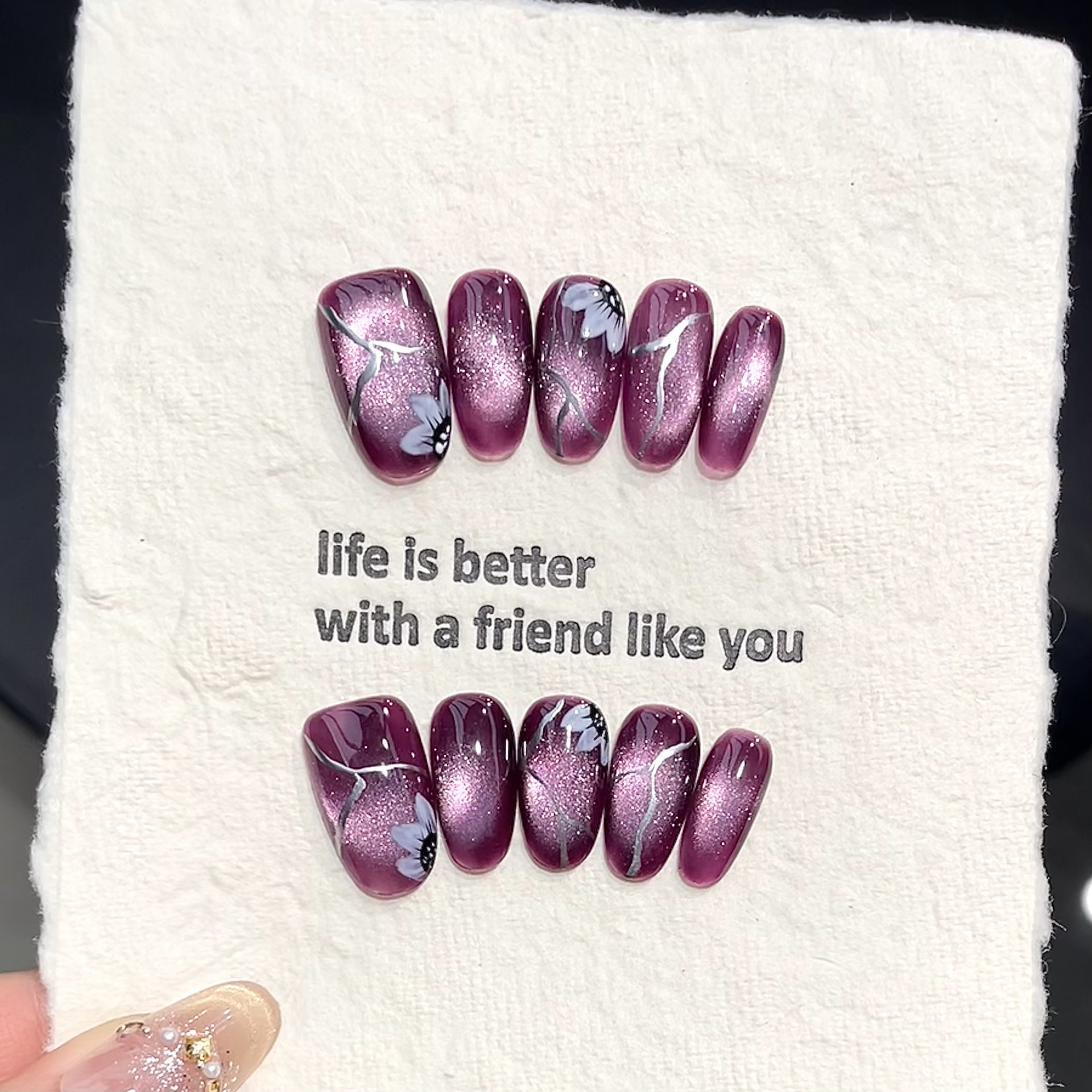 10pcs Handmade Pressed Oval Na - مراجعة Nail Art Oval وسعره