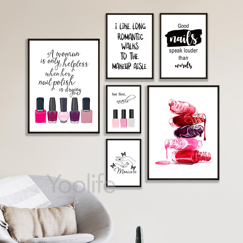 1pc frameless Nail Salon Quote - مراجعة Nail Art Painting وسعره