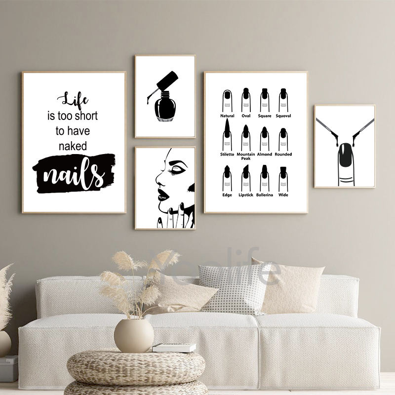 1pc frameless Nail Salon Quote - مراجعة Nail Art Painting وسعره