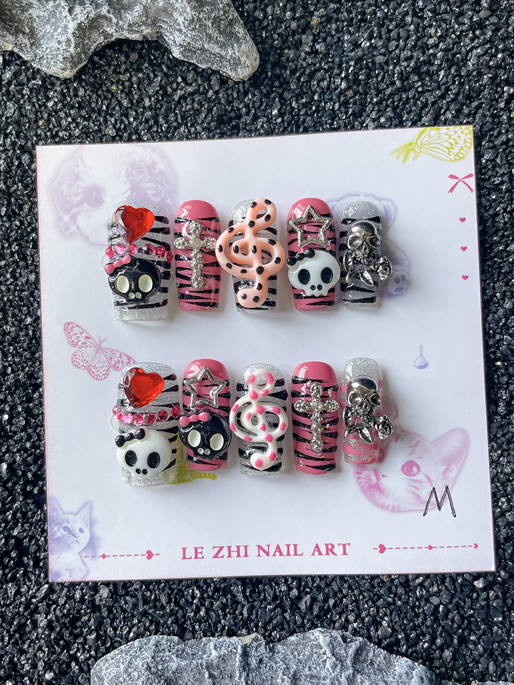 Y2K Hot Girl Skull Head Press  - مراجعة Nail Art Zebra Design وسعره