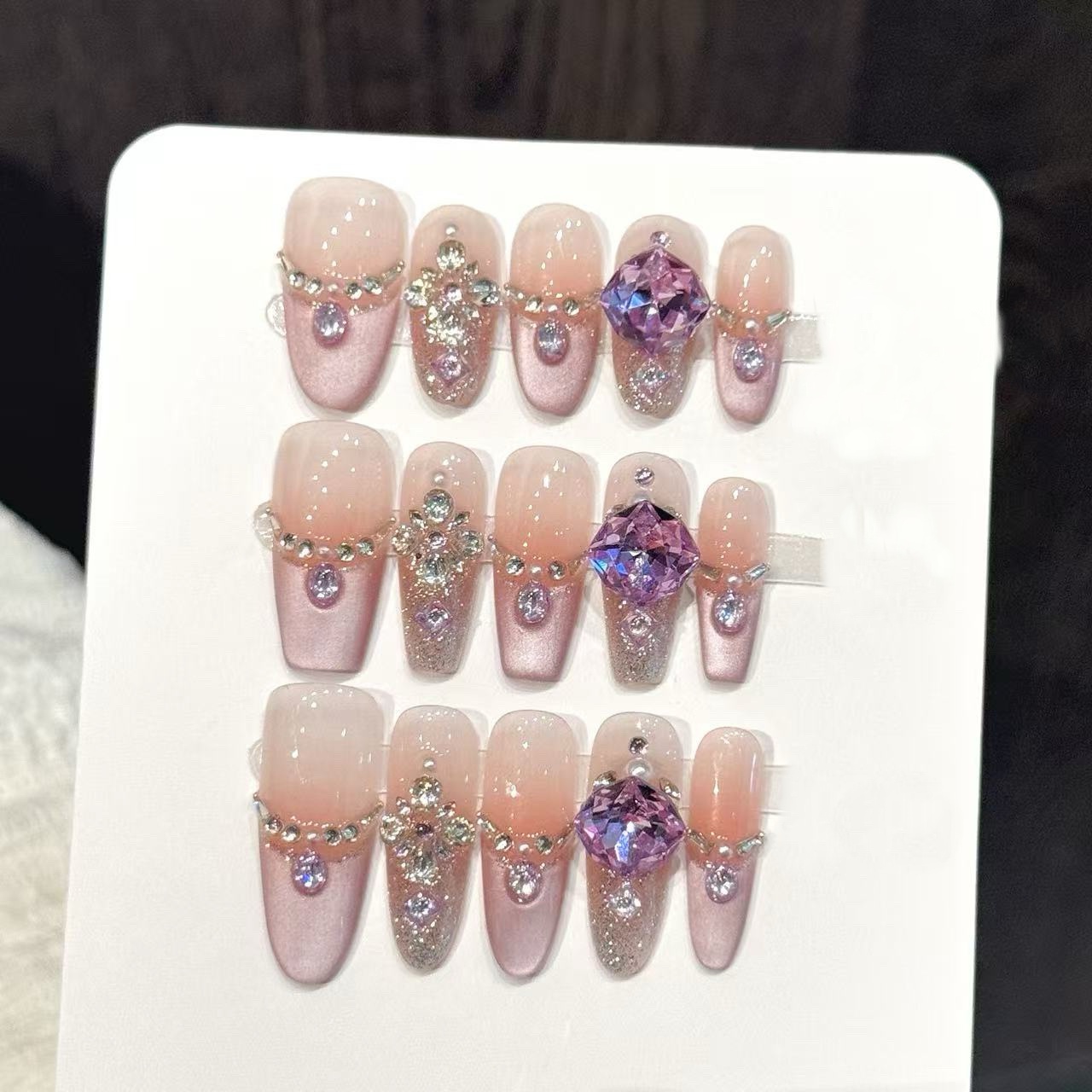 10pcs Pure Hand Pressed Coffin - مراجعة Nail Art Oval وسعره