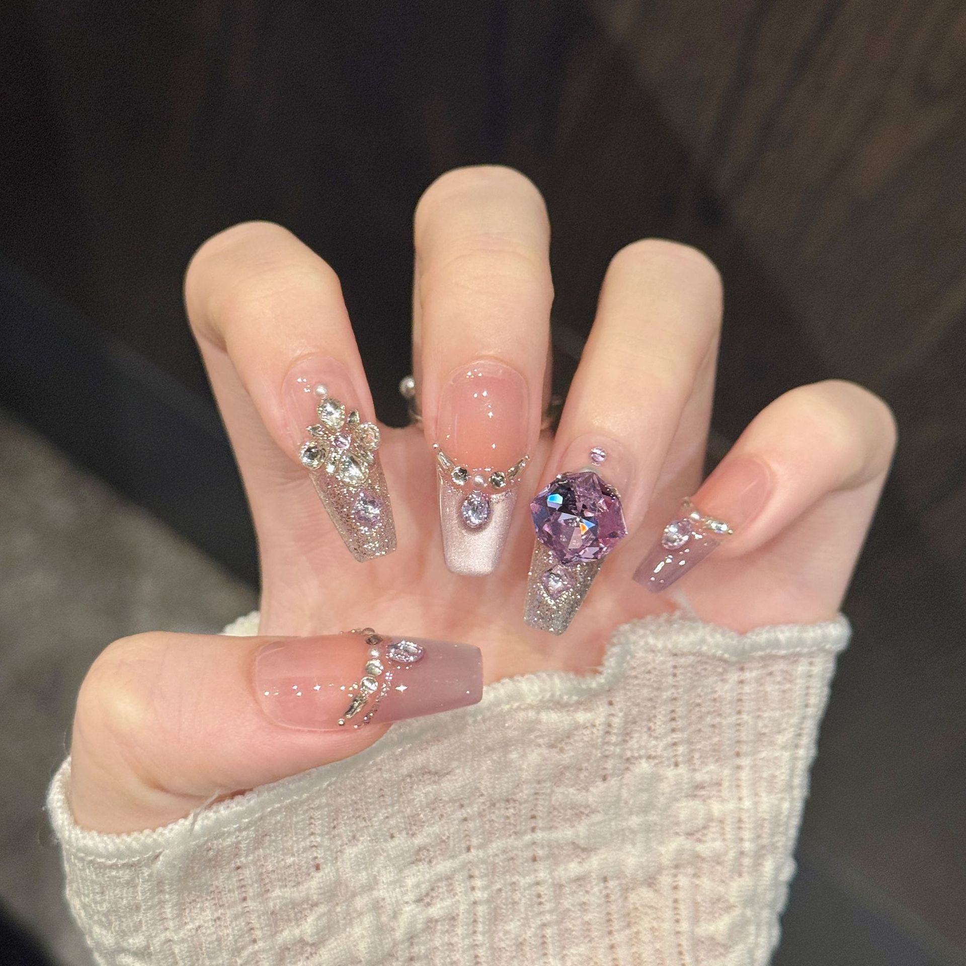 10pcs Pure Hand Pressed Coffin - مراجعة Nail Art Oval وسعره