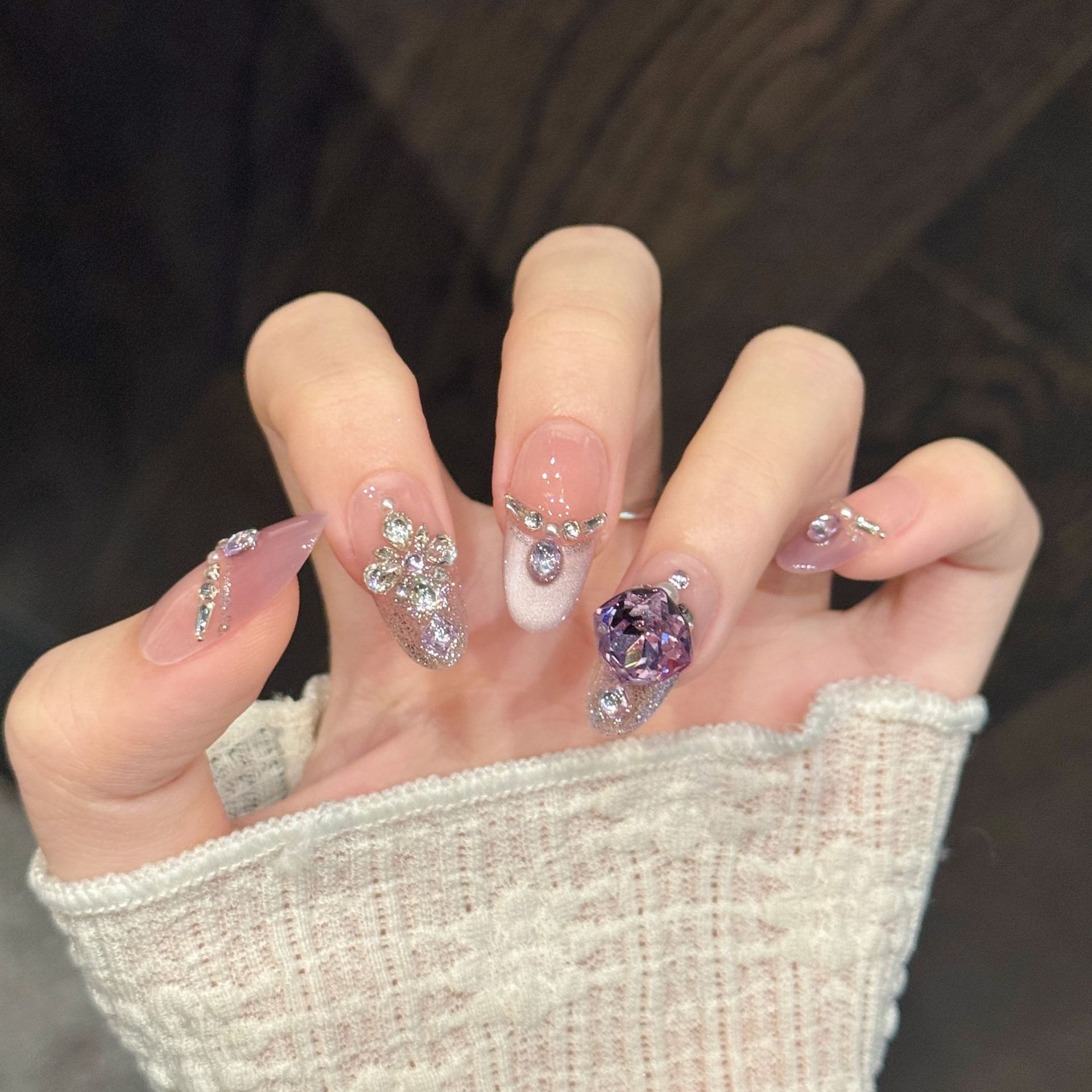 10pcs Pure Hand Pressed Coffin - مراجعة Nail Art Oval وسعره