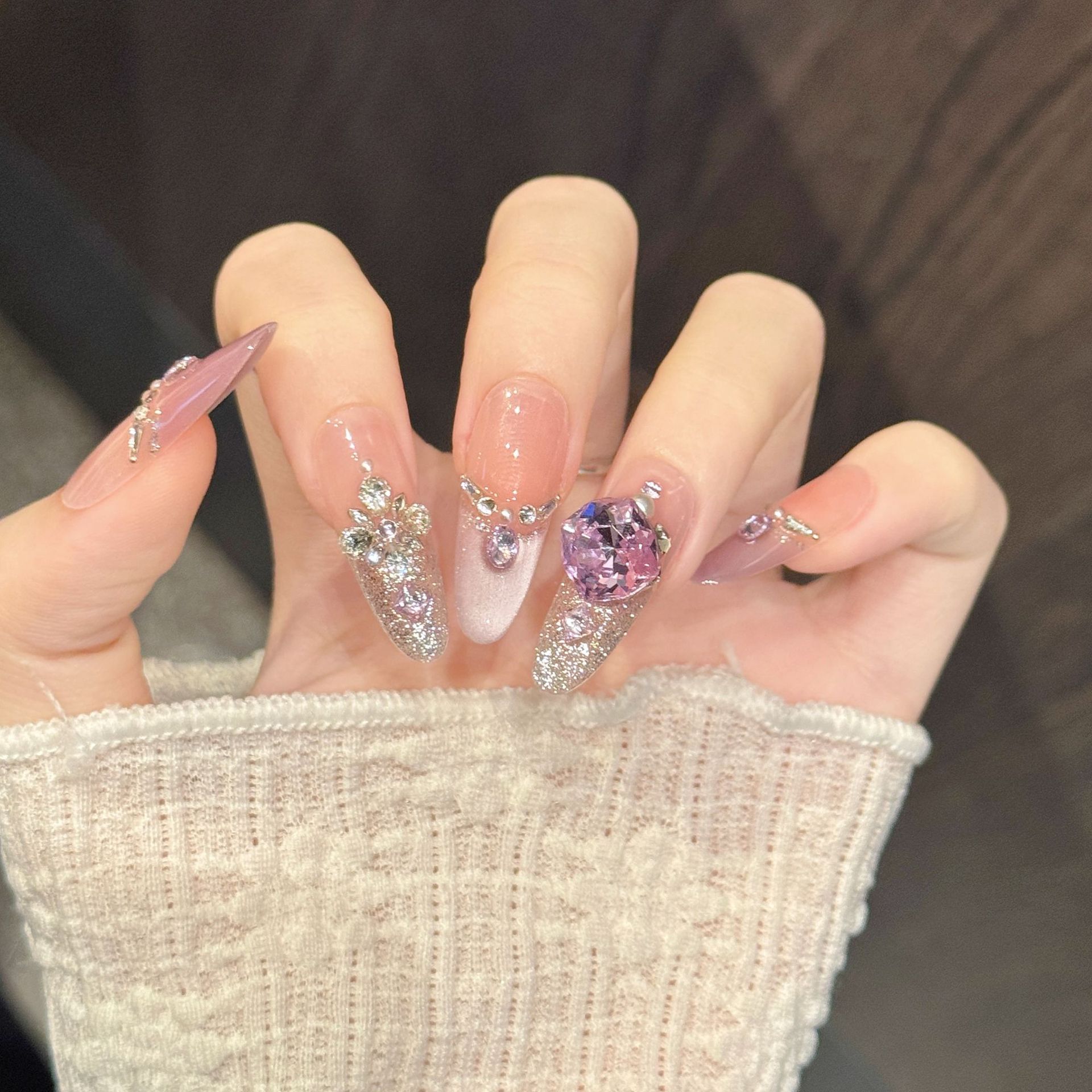 10pcs Pure Hand Pressed Coffin - مراجعة Nail Art Oval وسعره