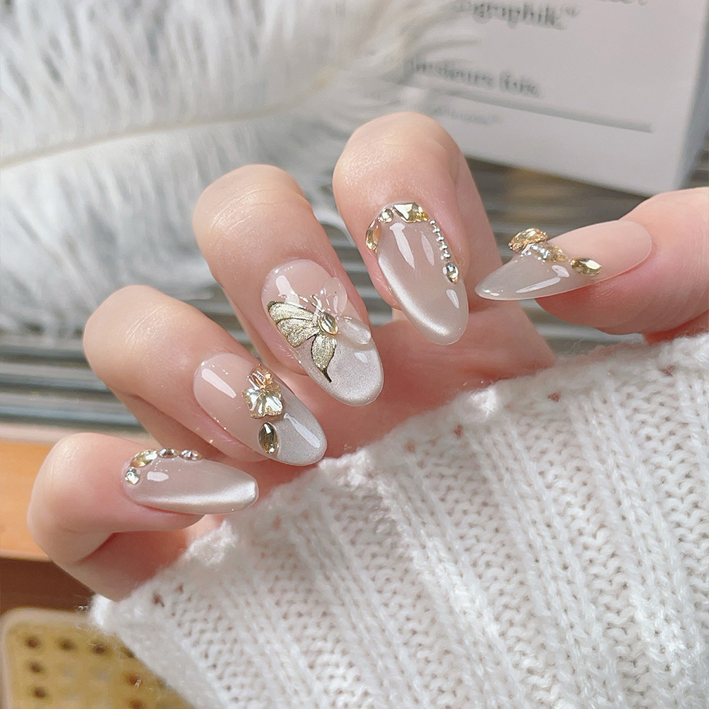 10pcs Medium Oval Handmade Pre - مراجعة Nail Art Elegant وسعره