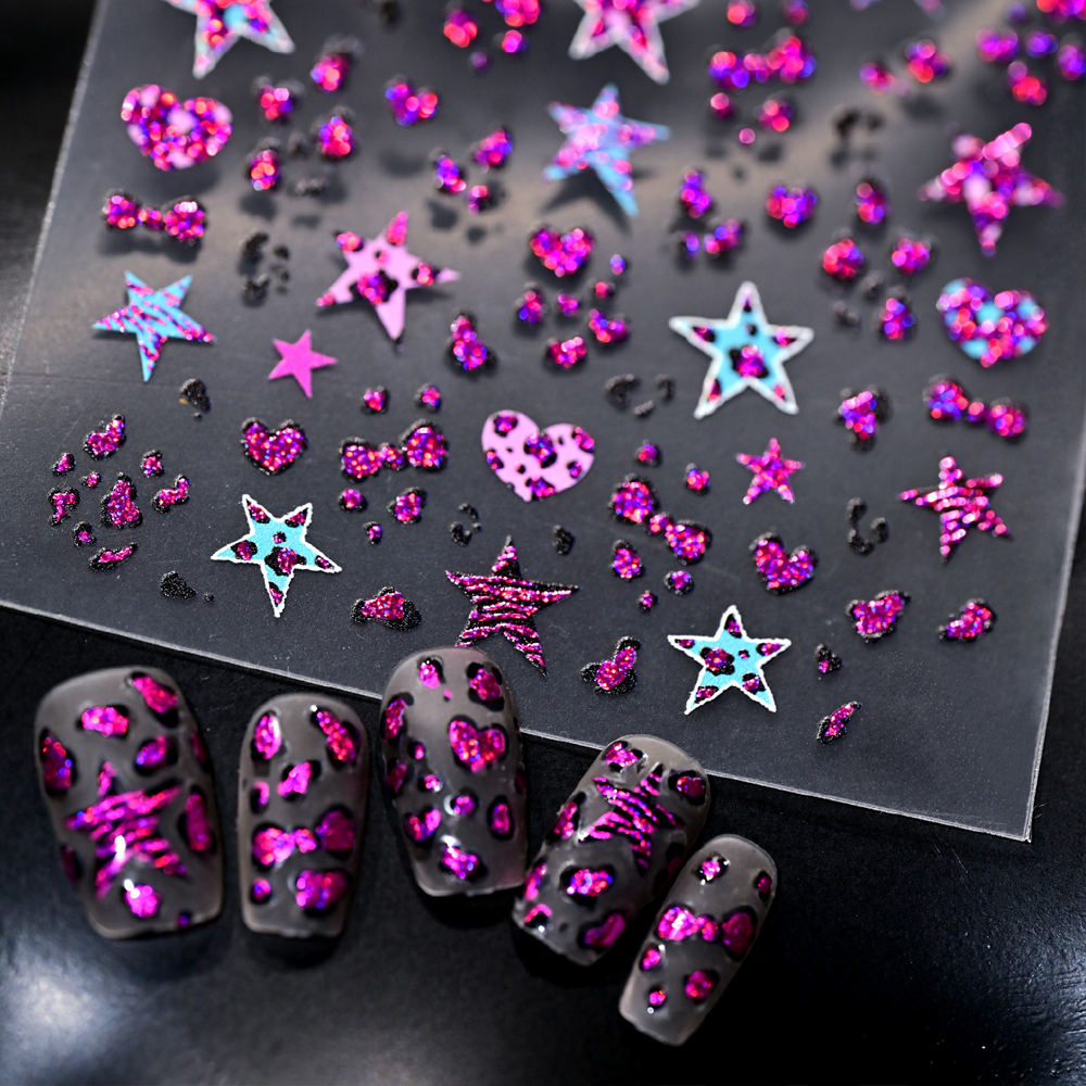5D Leopard Print Bowknot Star  - مراجعة Nail Art Zebra Design وسعره