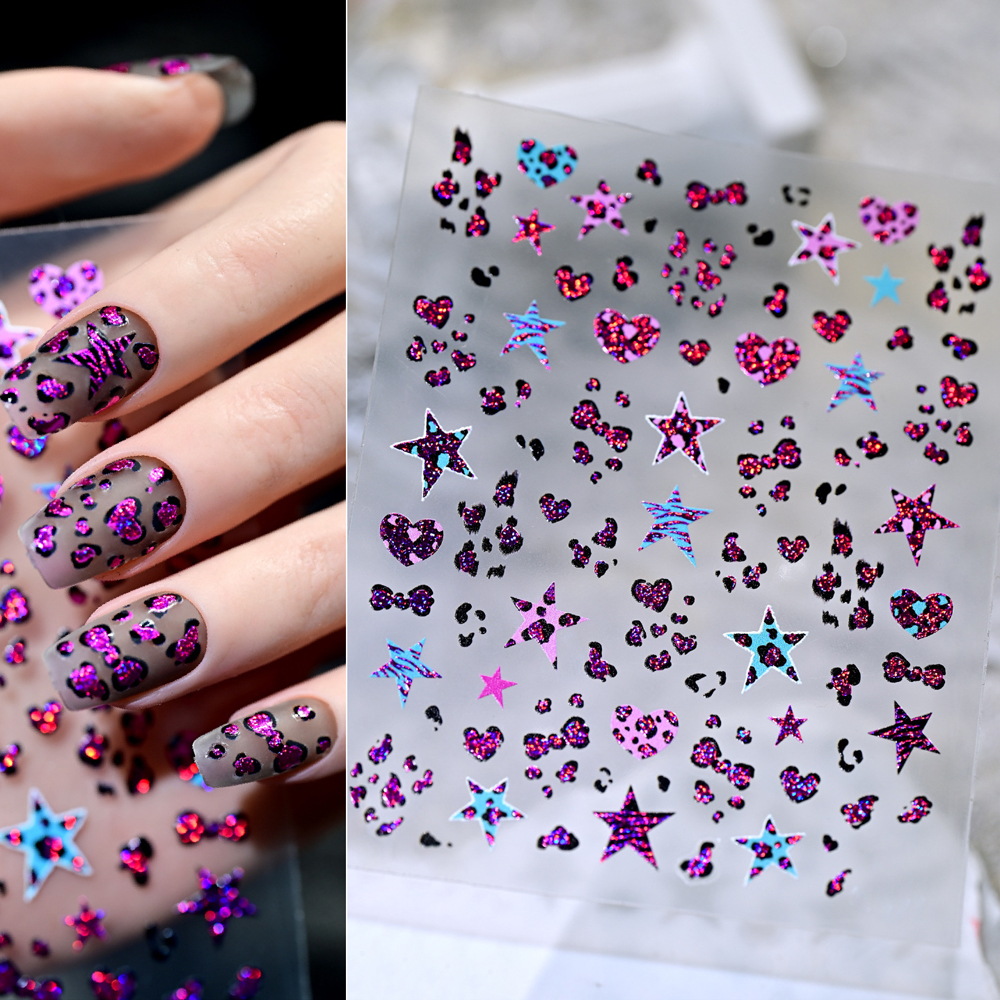 5D Leopard Print Bowknot Star  - مراجعة Nail Art Zebra Design وسعره