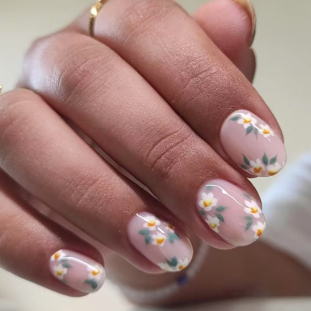 24pcs Short Almond Press on Na - مراجعة Nail Art Oval وسعره