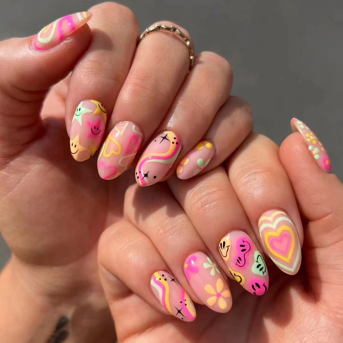 24pcs Short Almond Press on Na - مراجعة Nail Art Oval وسعره