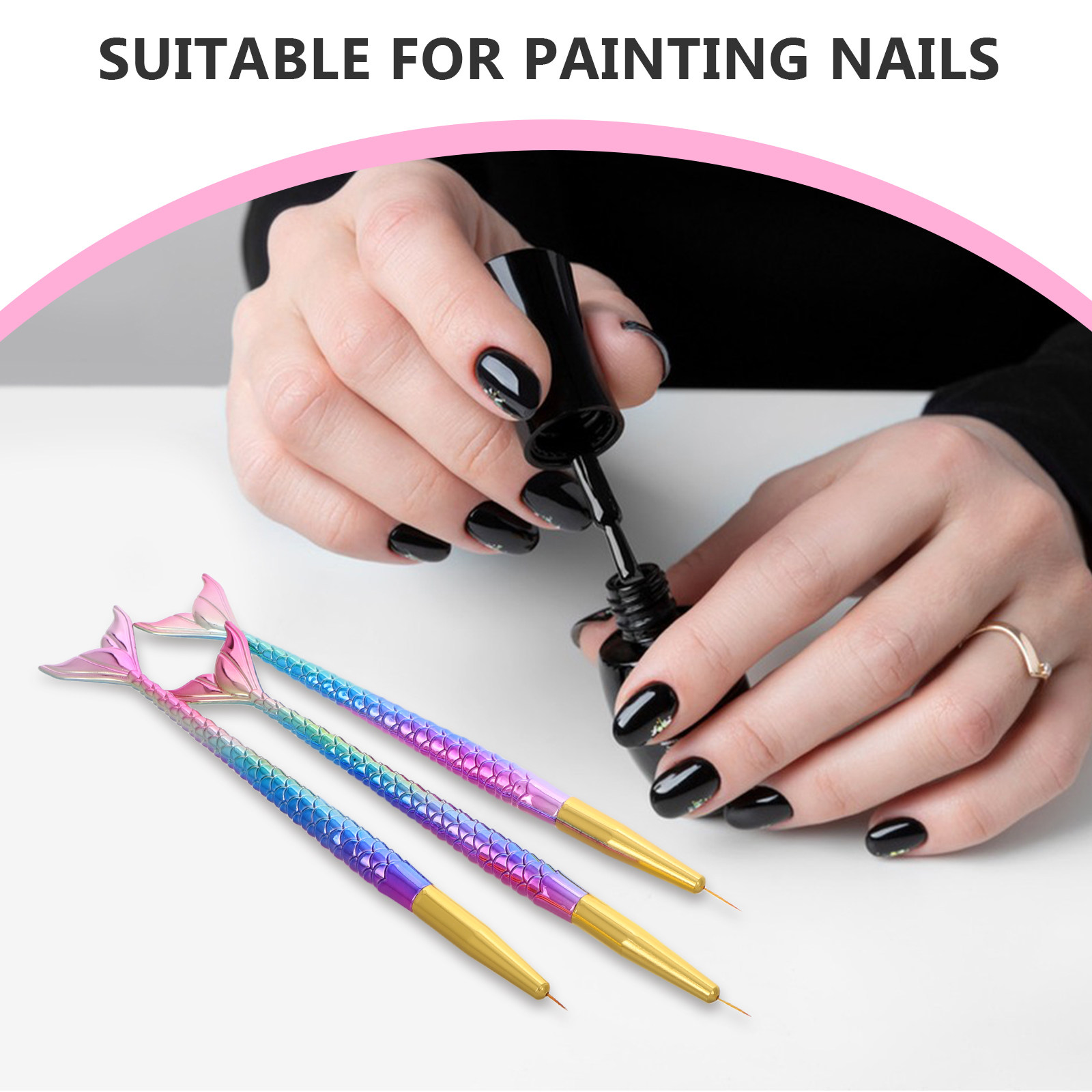 3Pcs Mermaid Line Nail Art Pen - مراجعة Nail Gel Polish Set وسعره