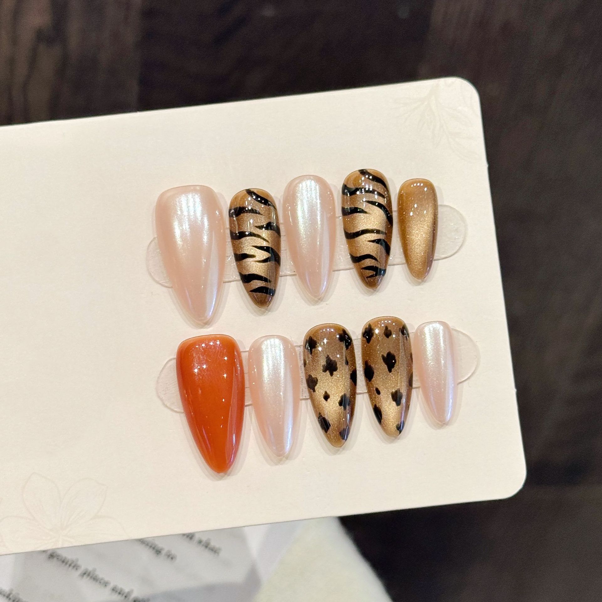 10pcs Handmade Almond Press On - مراجعة Nail Art Zebra Design وسعره
