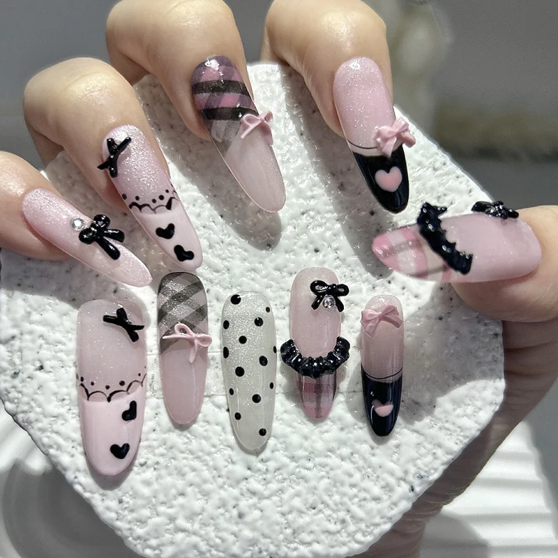 Black Pink Sweet French Almond - مراجعة Nail Art Love وسعره