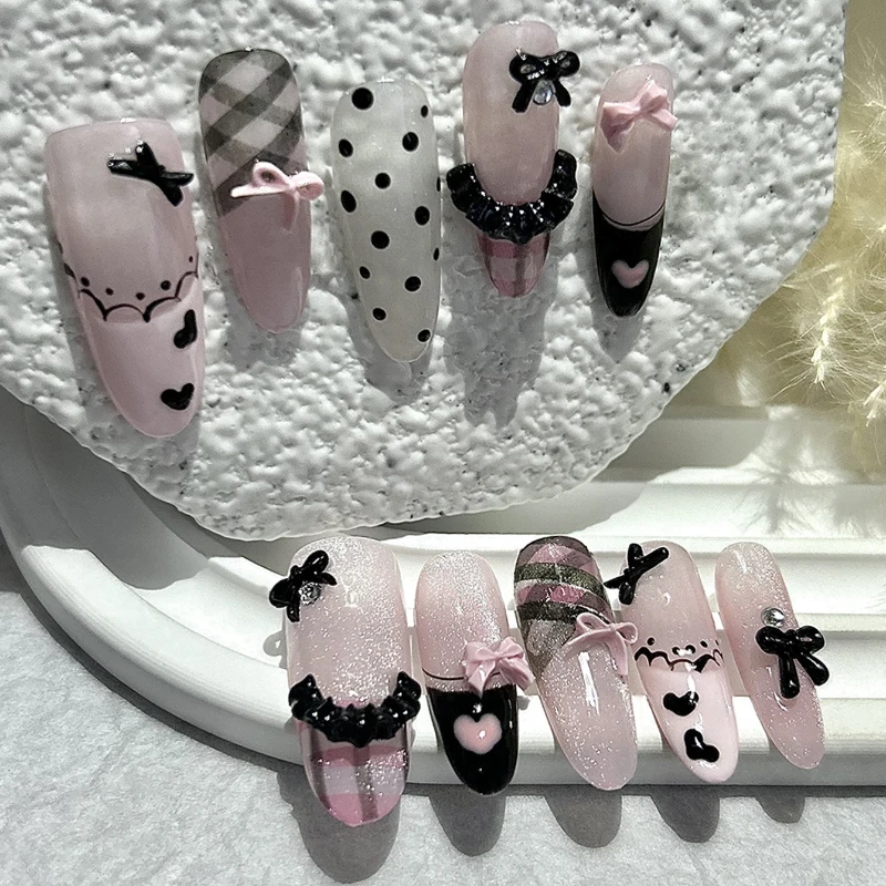 Black Pink Sweet French Almond - مراجعة Nail Art Love وسعره