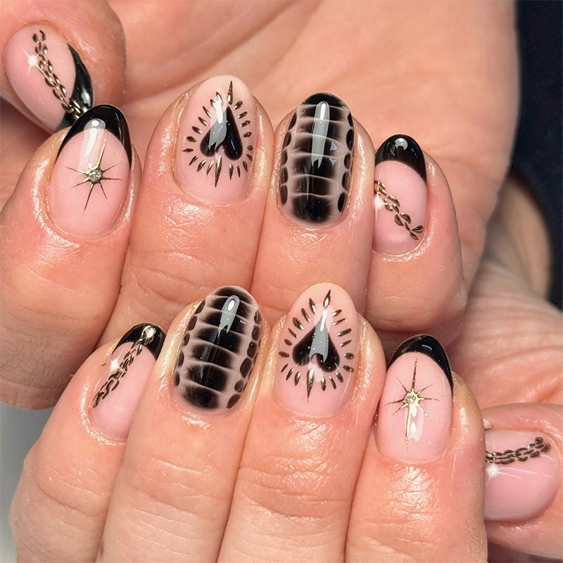 24Pcs Short French Almond Pres - مراجعة Nail Art Oval وسعره