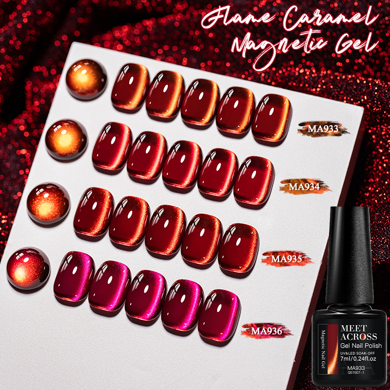 9pcs Red Glitter Cat Magnetic  - مراجعة Nail Art Red Wine وسعره