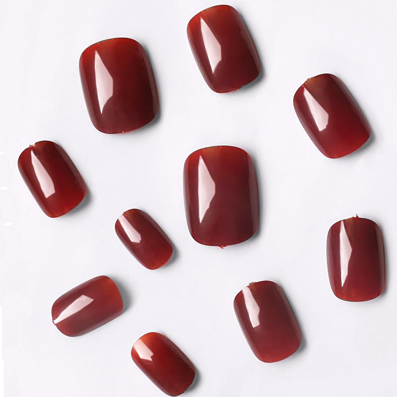 24Pcs Solid Color Wine Red Des - مراجعة Nail Art Red Wine وسعره