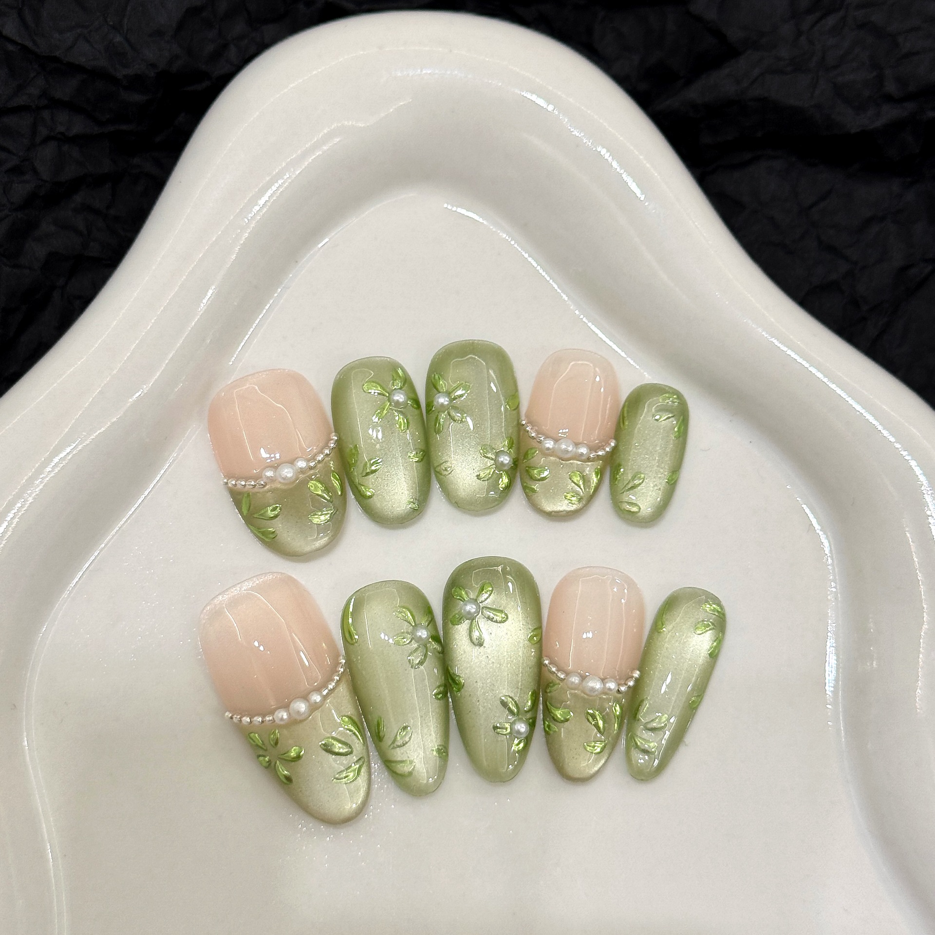 10pcs Handmade Press on Nails  - مراجعة Nail Art Oval وسعره