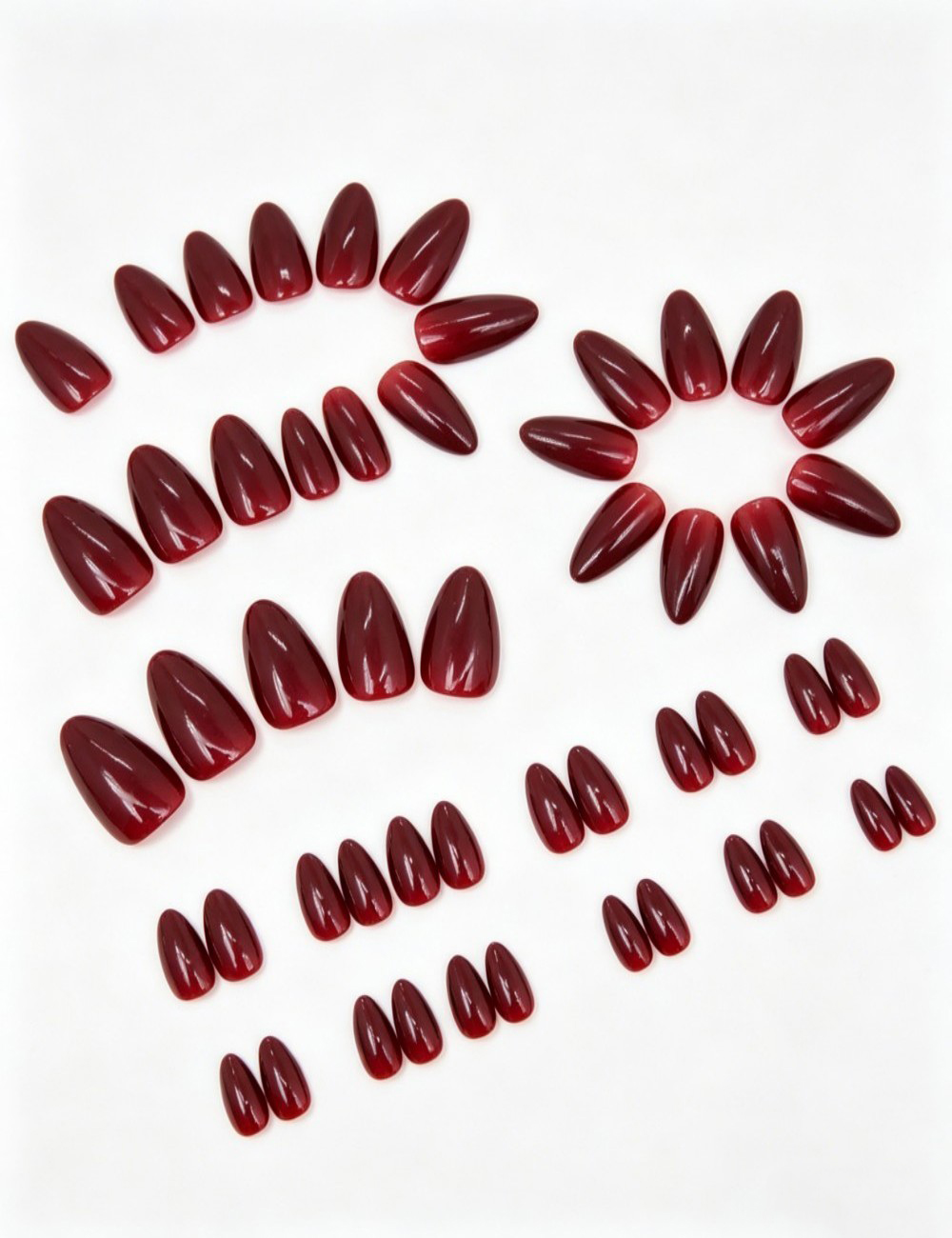 24Pcs/Set Simple Wine Red Fake - مراجعة Nail Art Red Wine وسعره