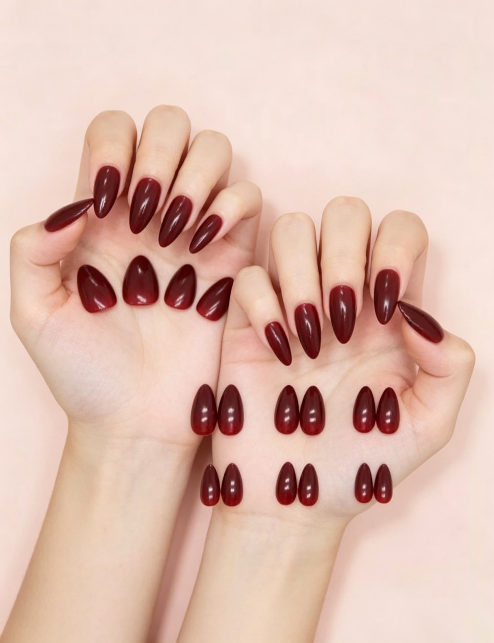 24Pcs/Set Simple Wine Red Fake - مراجعة Nail Art Red Wine وسعره