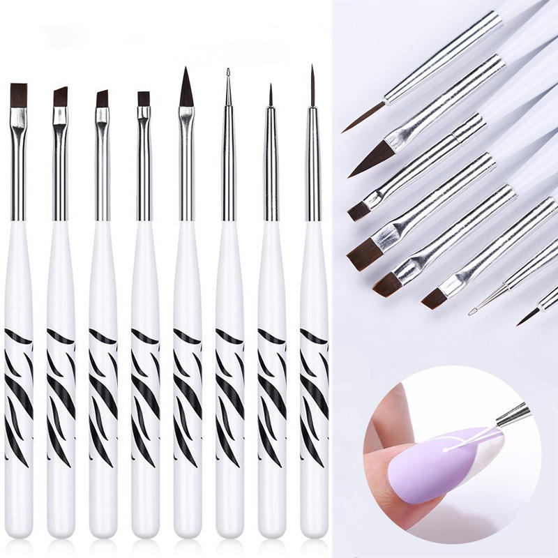 8PCS Zebra Print Nail Art Brus - مراجعة Nail Art Zebra Design وسعره