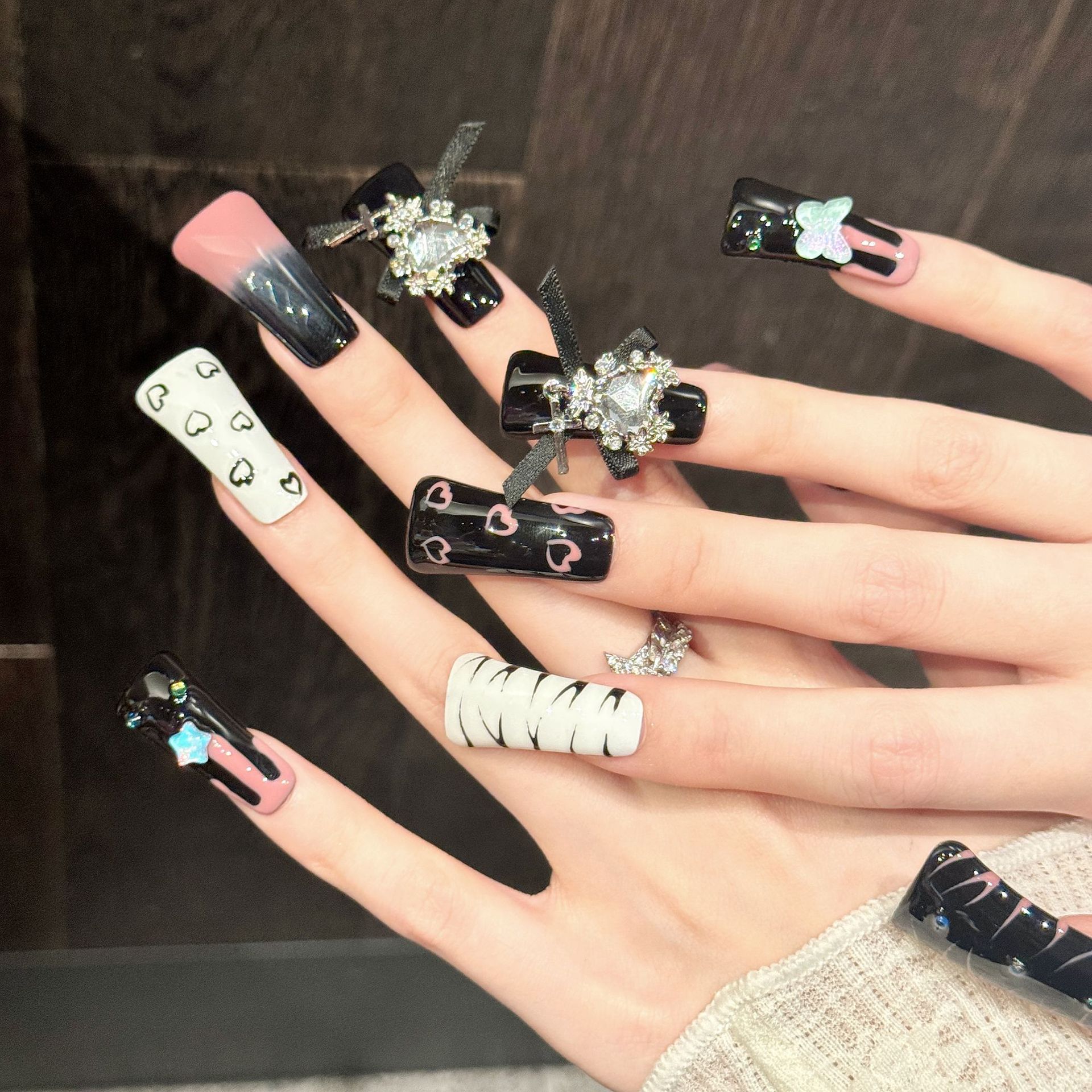 10pcs Pure Hand Pressed Long D - مراجعة Nail Art Love وسعره