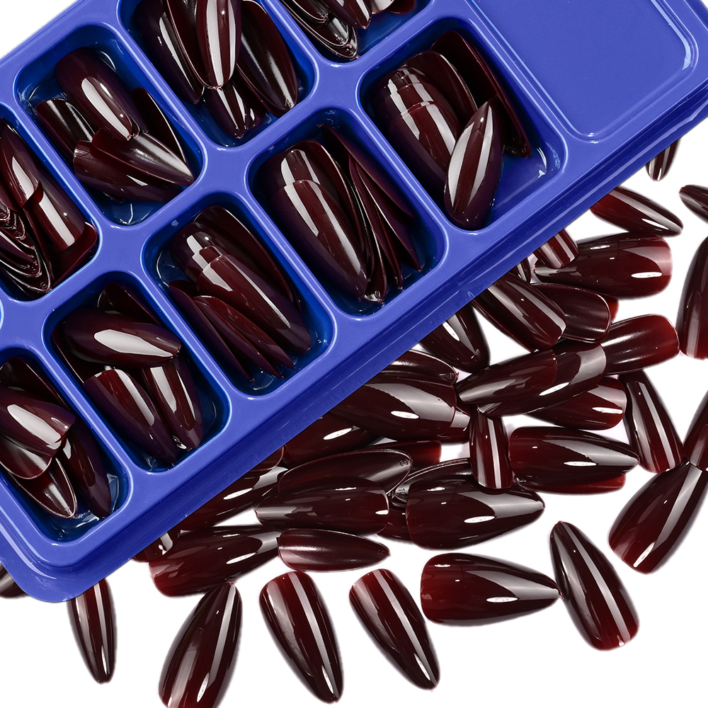 120Pcs Wine Red Short Almond F - مراجعة Nail Art Red Wine وسعره