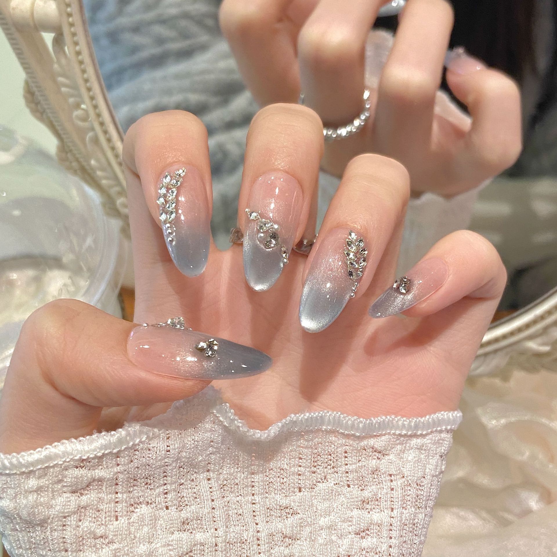 10pcs Pure Hand Pressed Medium - مراجعة Nail Art Oval وسعره