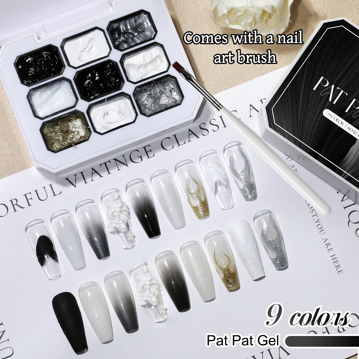 1 set of black and white solid - مراجعة Nail Gel Polish Set وسعره