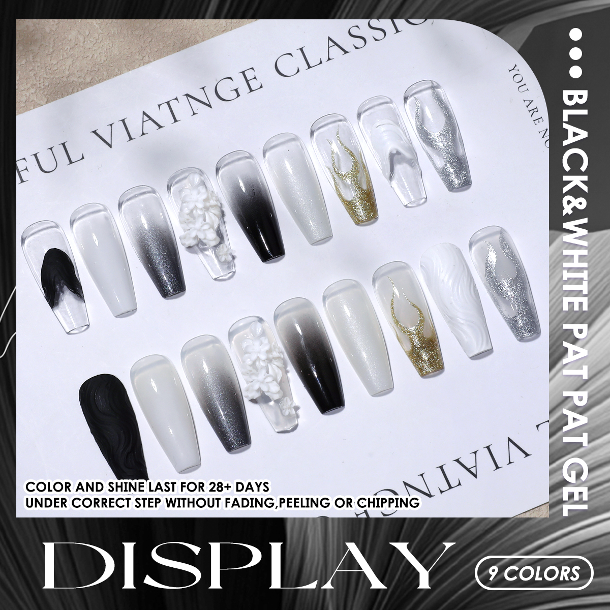 1 set of black and white solid - مراجعة Nail Gel Polish Set وسعره